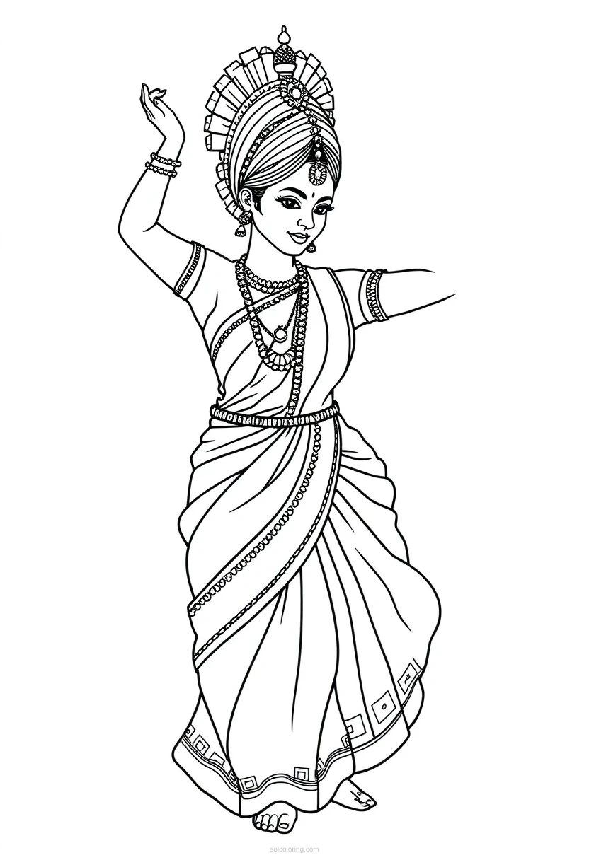 Indian Dancer Cute Cartoon coloring pages