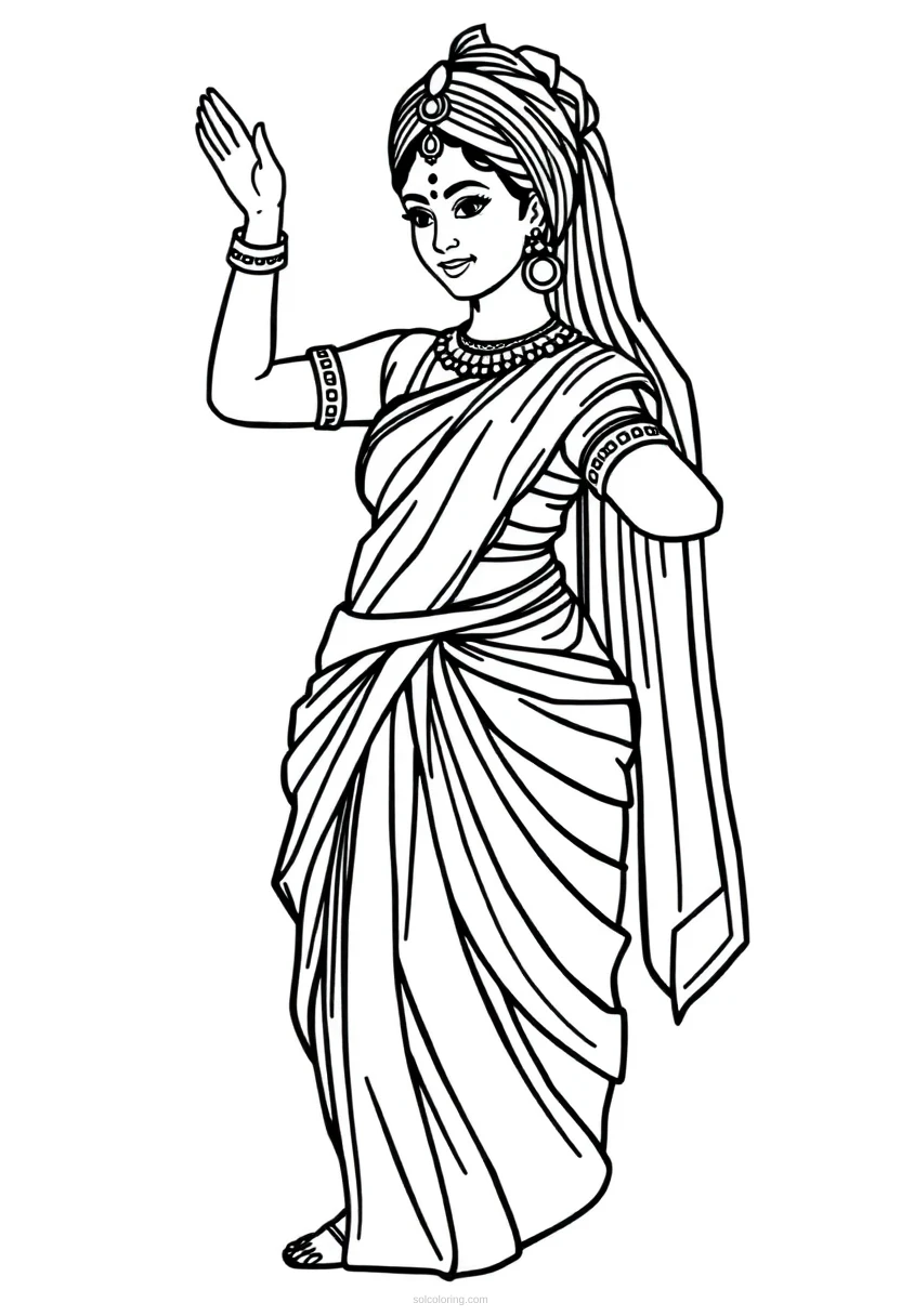 Indian Classical Dancer coloring page for kids