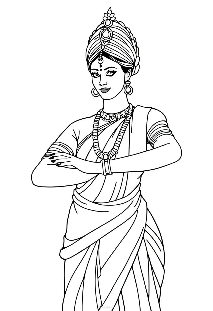 Indian Classical Dancer coloring page for kids