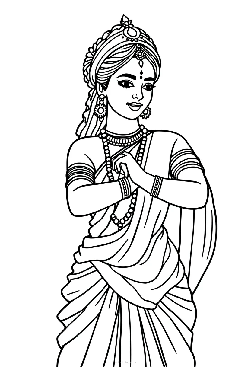 Indian Classical Dancer coloring page for kids