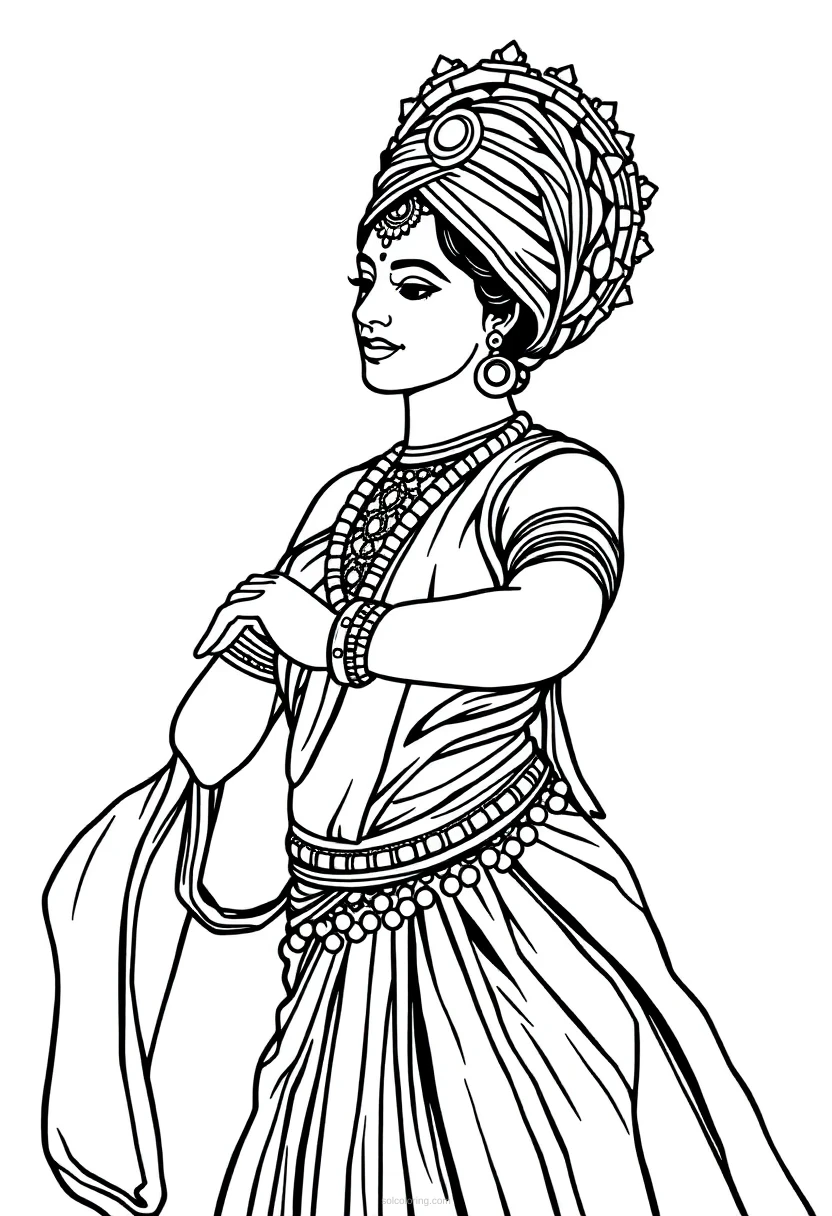 Indian Dancer Realistic coloring pages