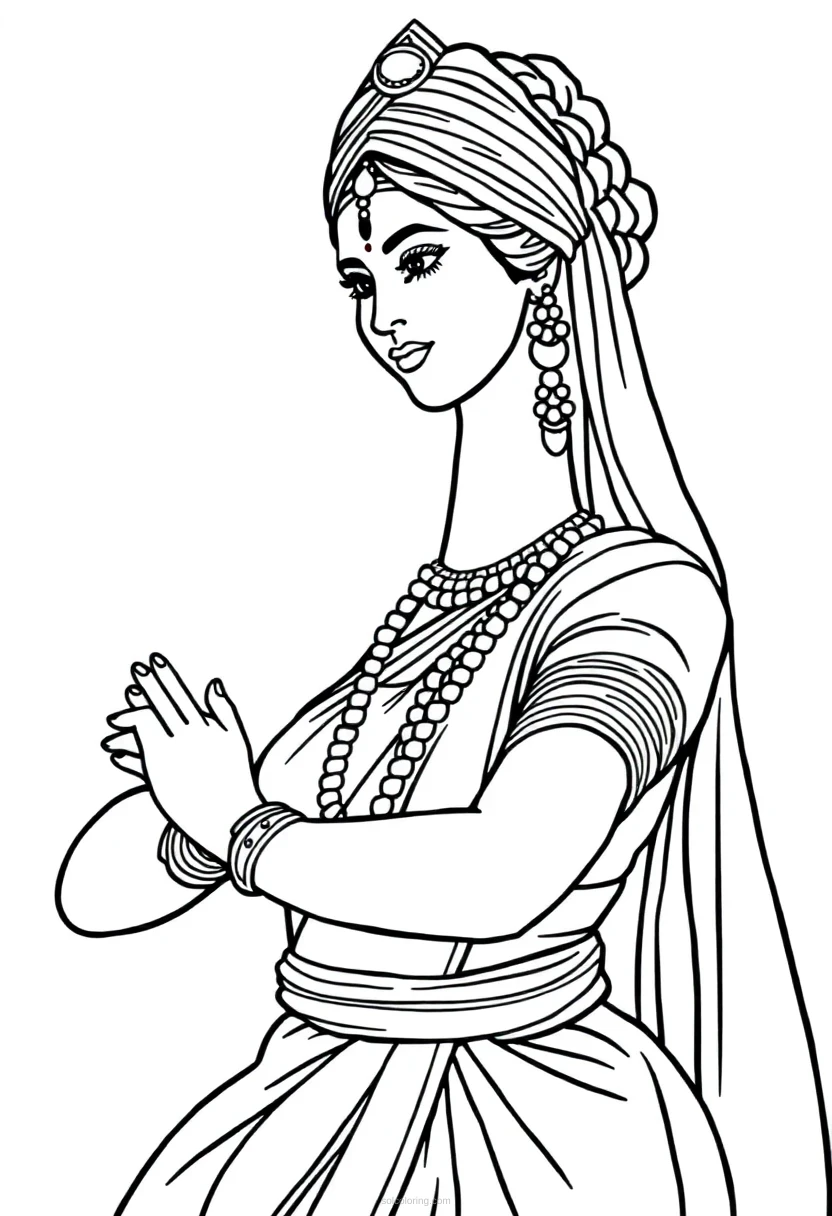 Indian Classical Dancer coloring page for kids