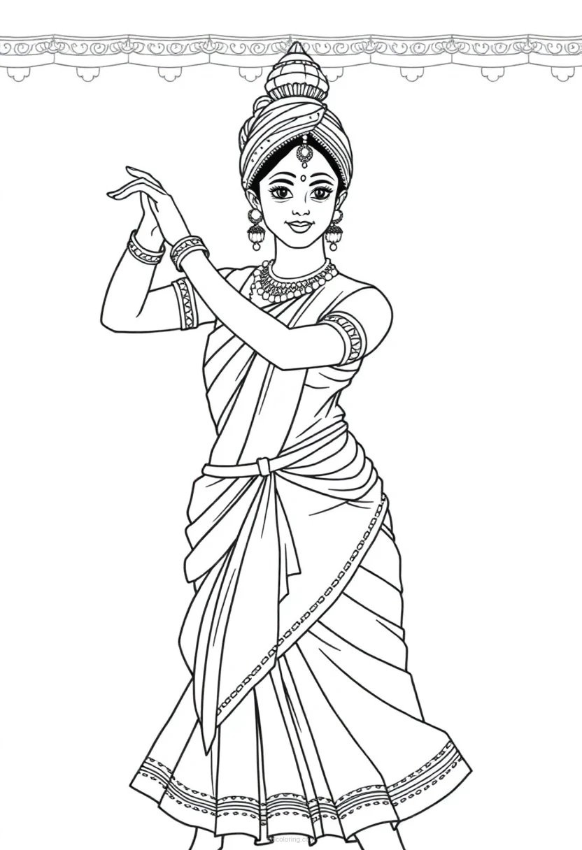 Indian Dancer Simple coloring pages