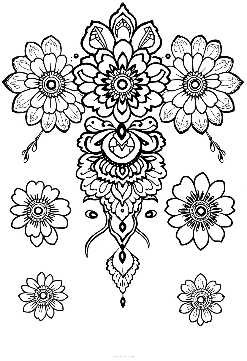 Indian Henna Patterns coloring page for kids
