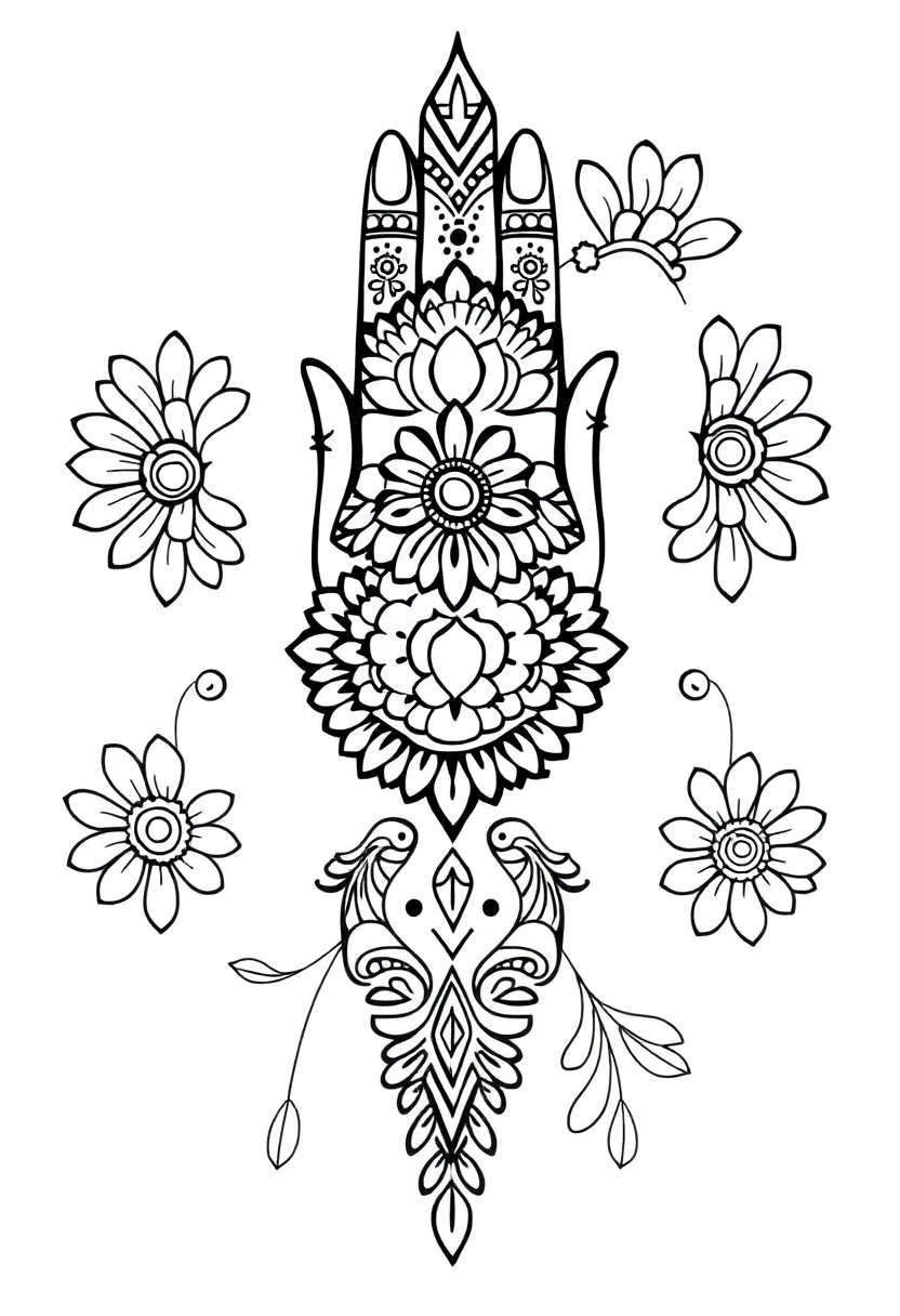 Indian Henna Patterns coloring page, free printable