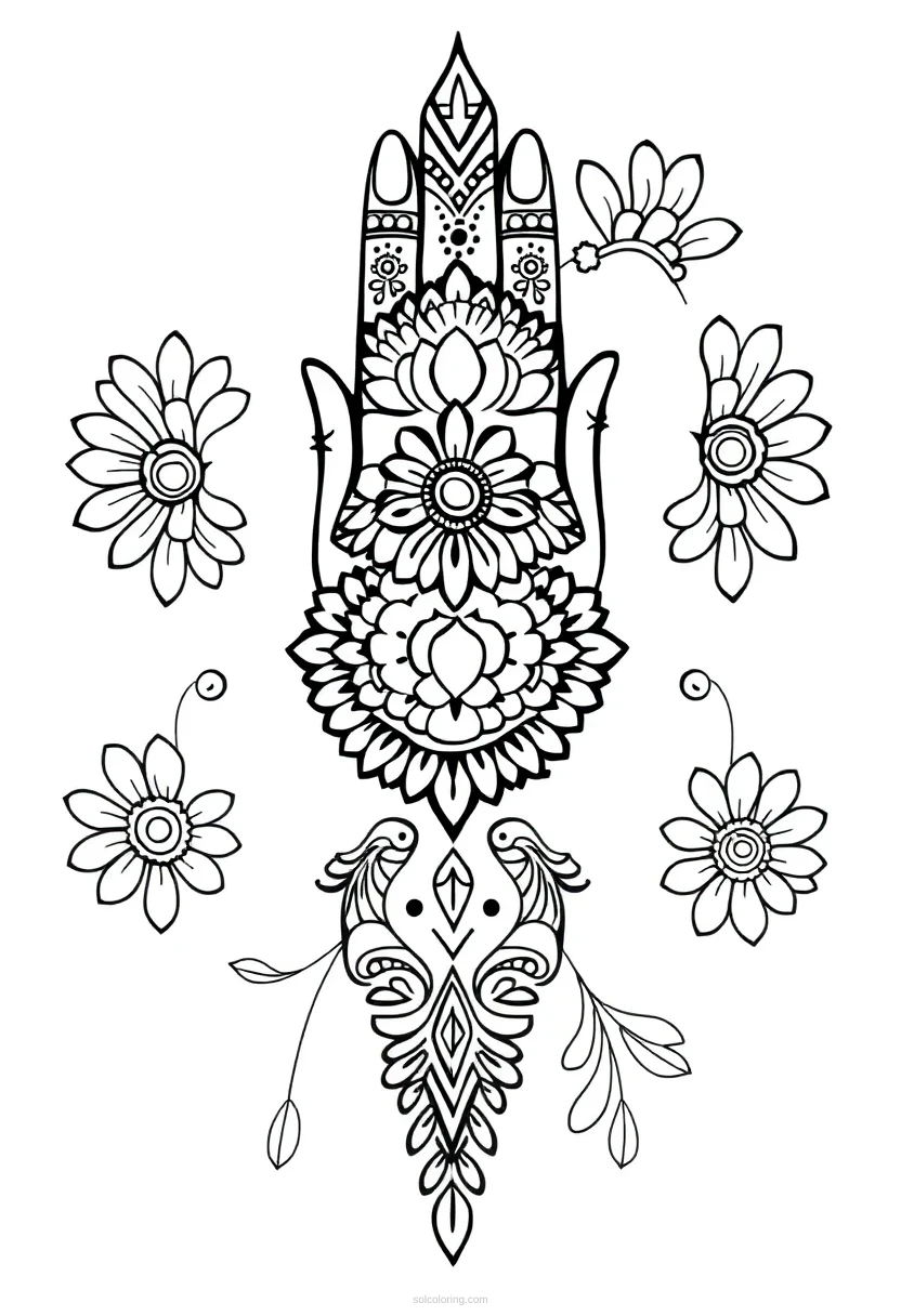 Indian Henna Patterns coloring page for kids