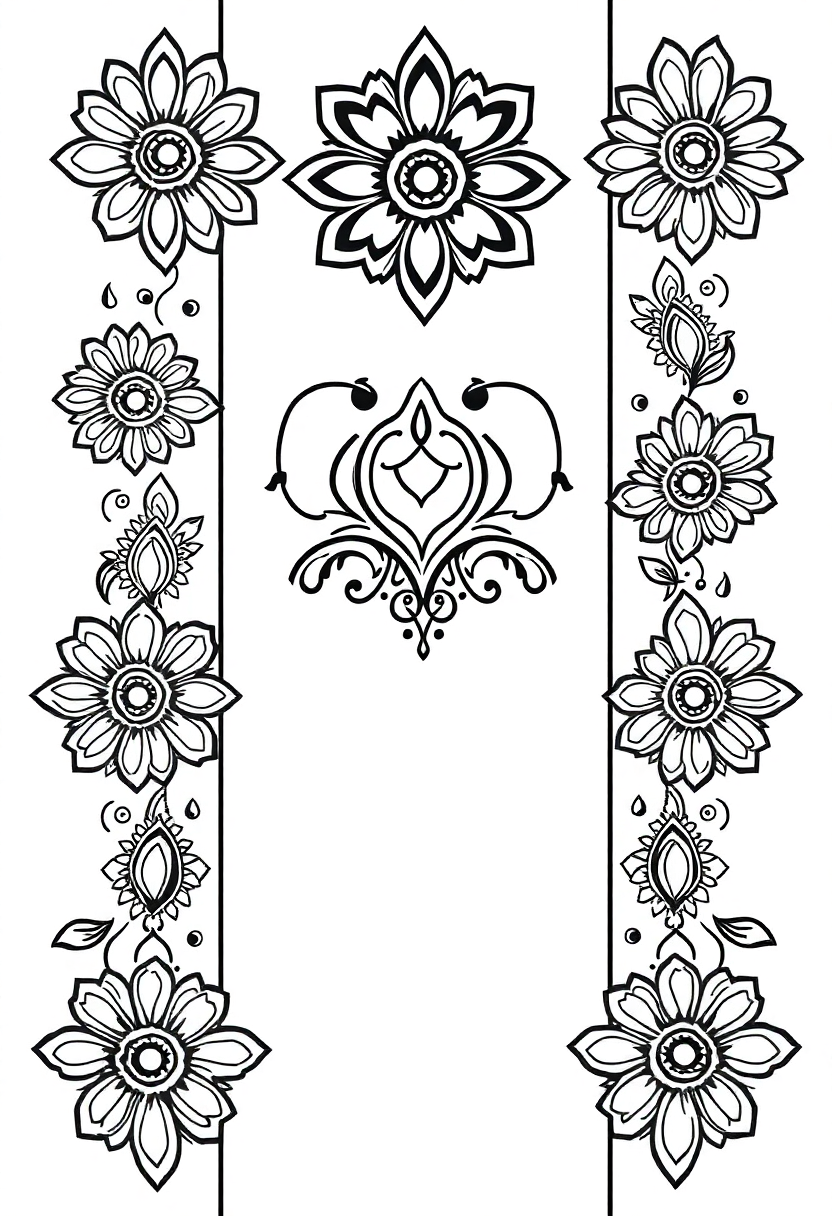 Indian Henna Patterns coloring page, free printable