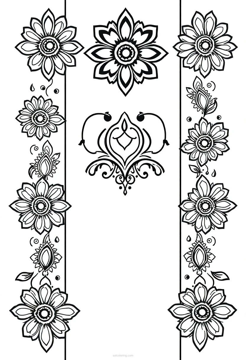 Indian Henna Patterns coloring page for kids