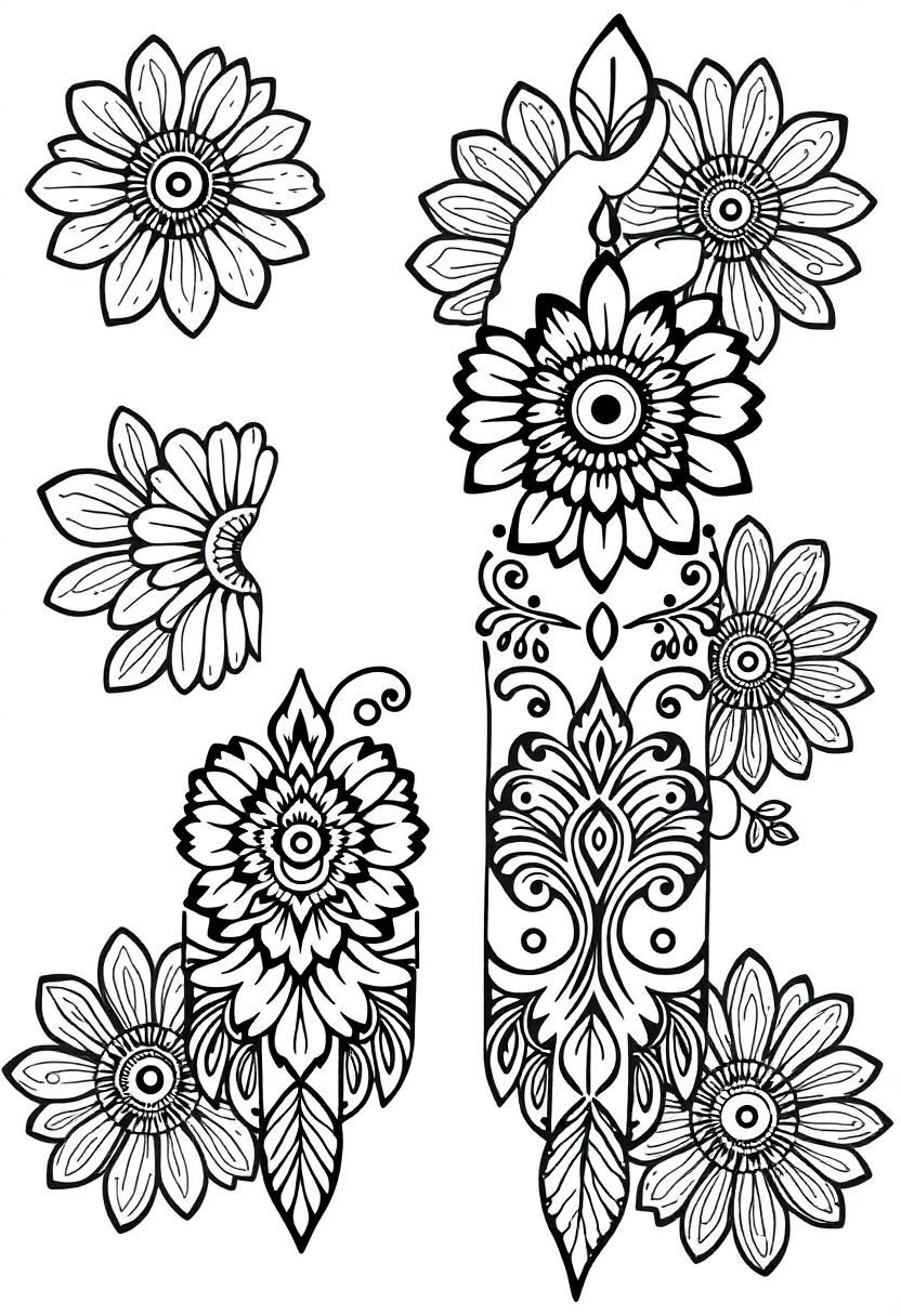 Indian Henna Patterns coloring pages