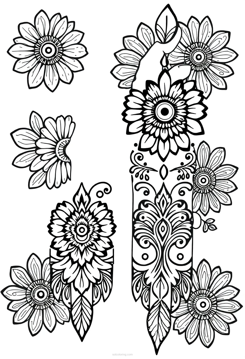 Indian Henna Patterns coloring pages