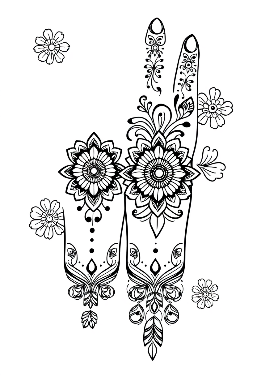 Indian Henna Patterns coloring page, free printable