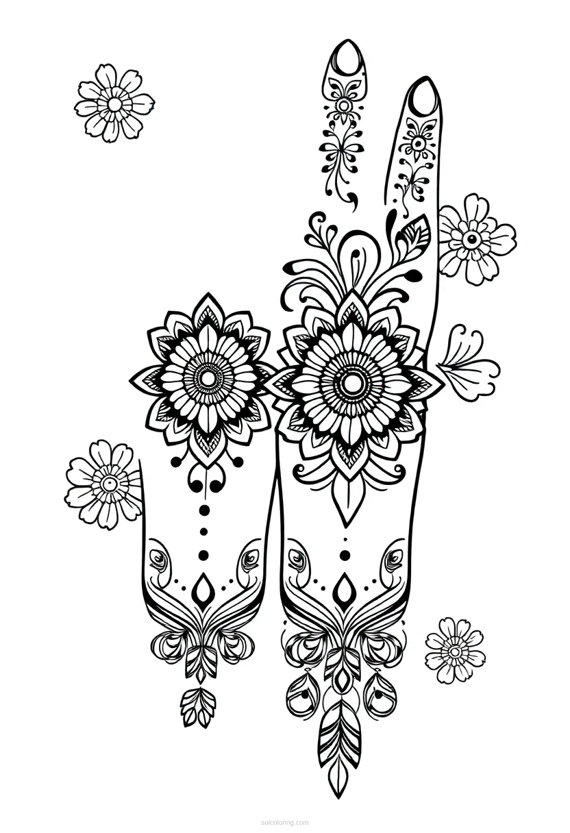 Indian Henna Patterns coloring page for kids