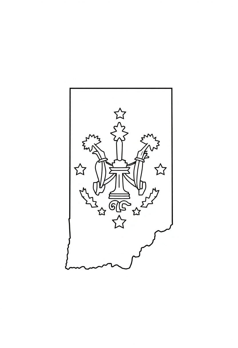 Indiana State Flag coloring page, free printable