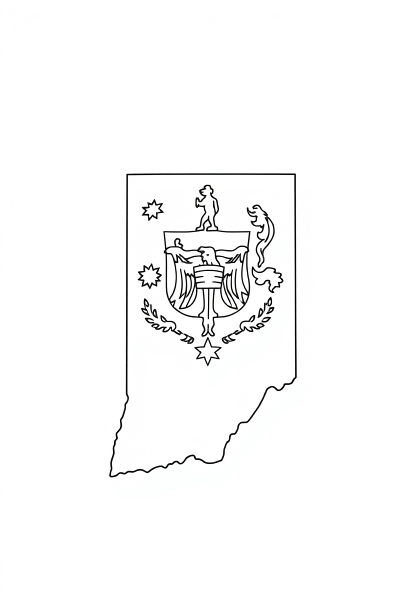 Indiana State Flag coloring page, free printable