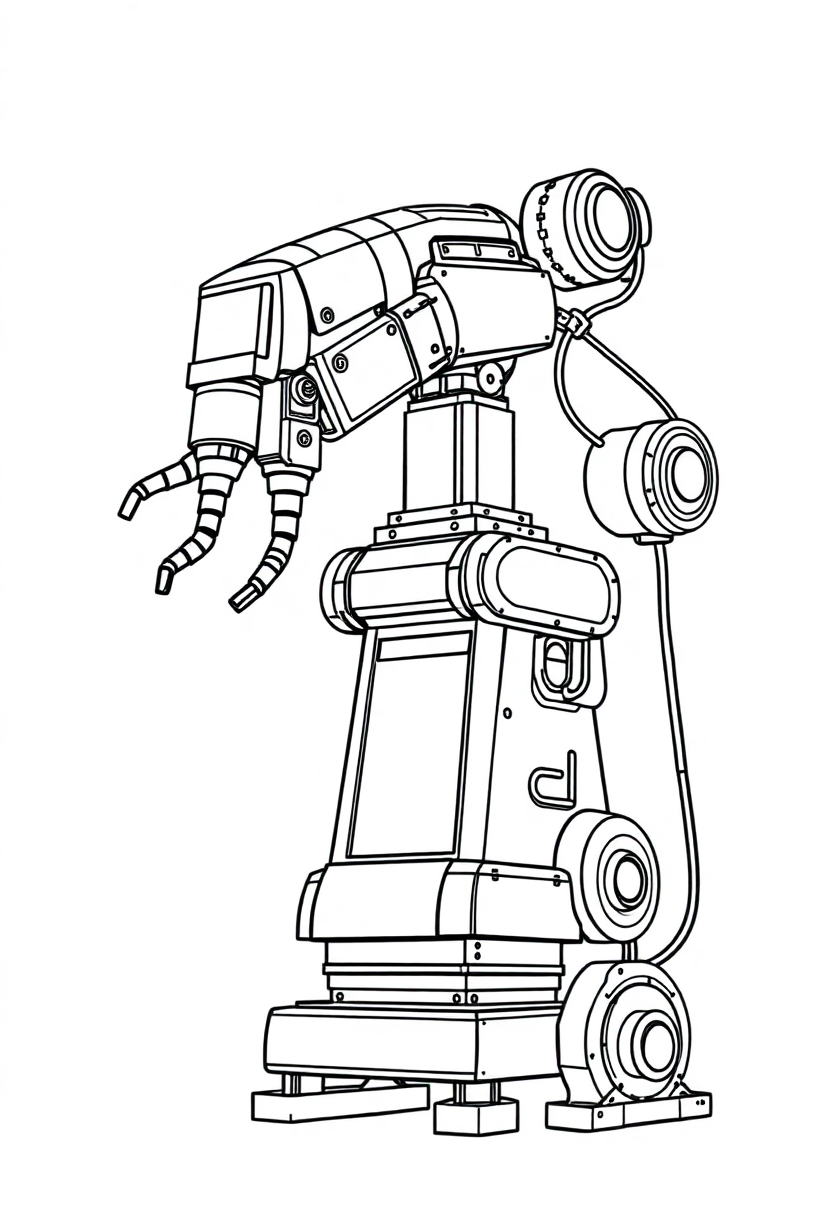 Industrial Assembly Robot coloring page, free printable