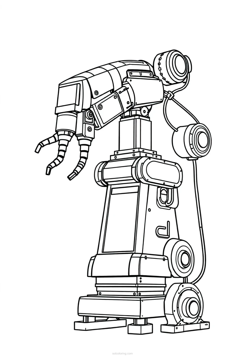 Industrial Assembly Robot coloring page for kids