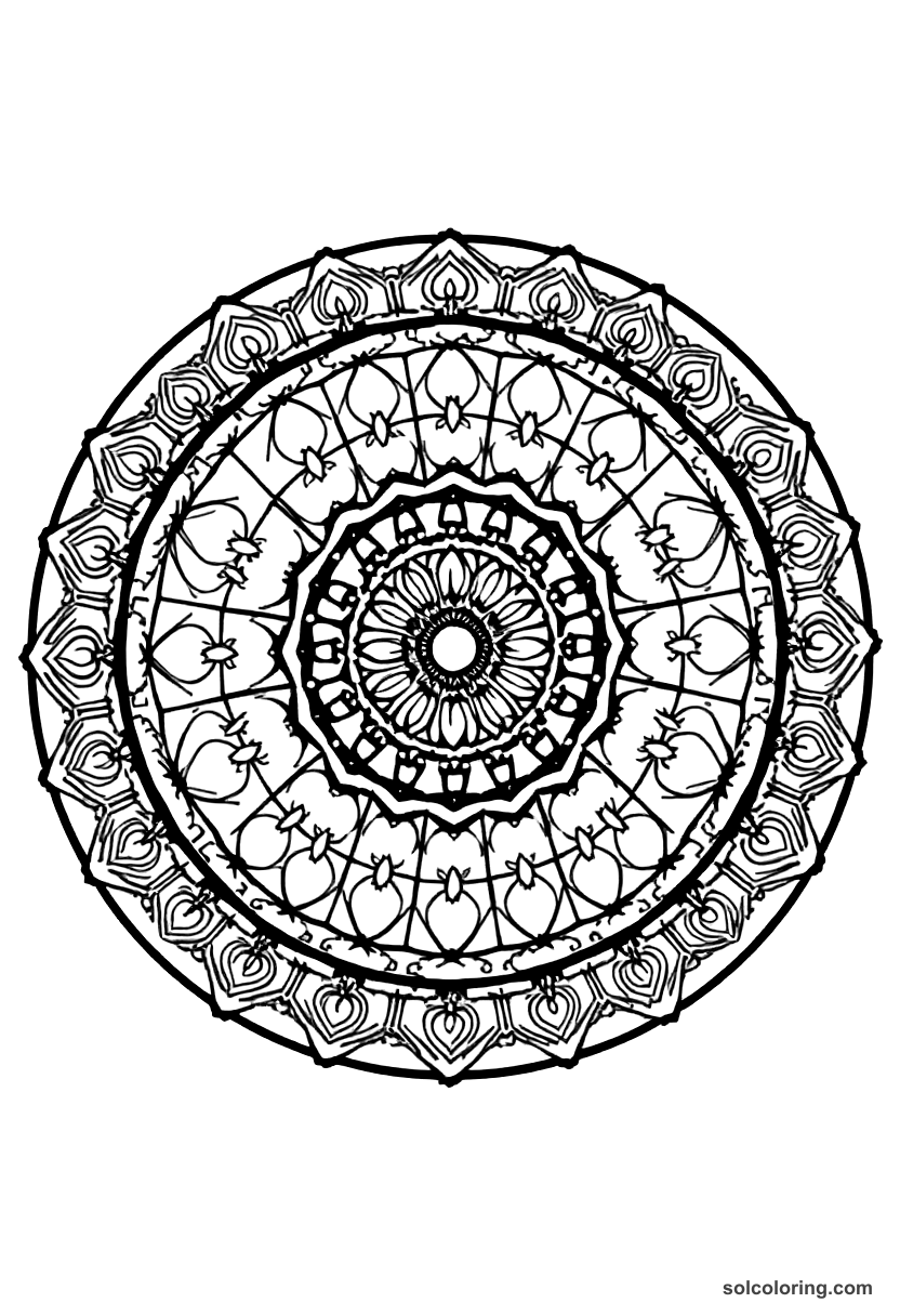 Mandala Industrial Revolution Factory Floor coloring page, free printable mandala style