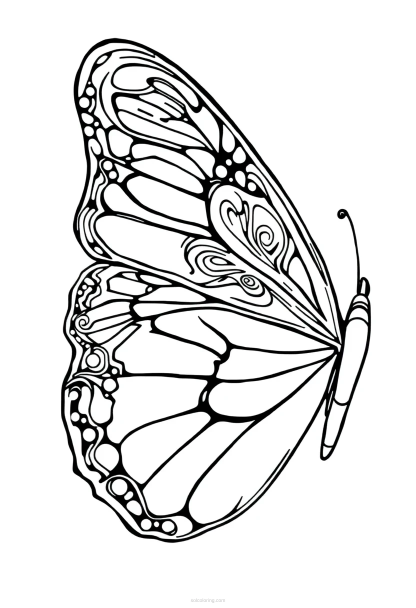 Intricate Butterfly Wings coloring page for kids