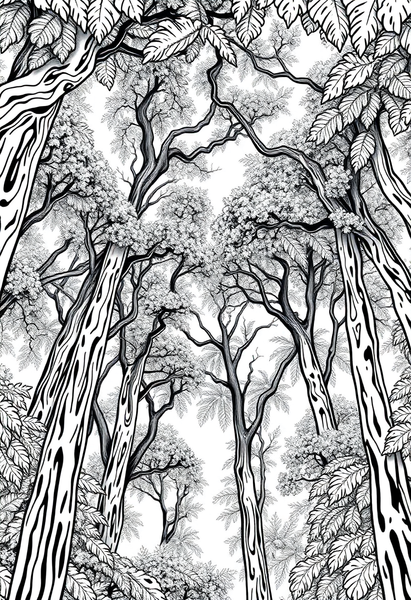 Intricate Forest Canopy coloring pages