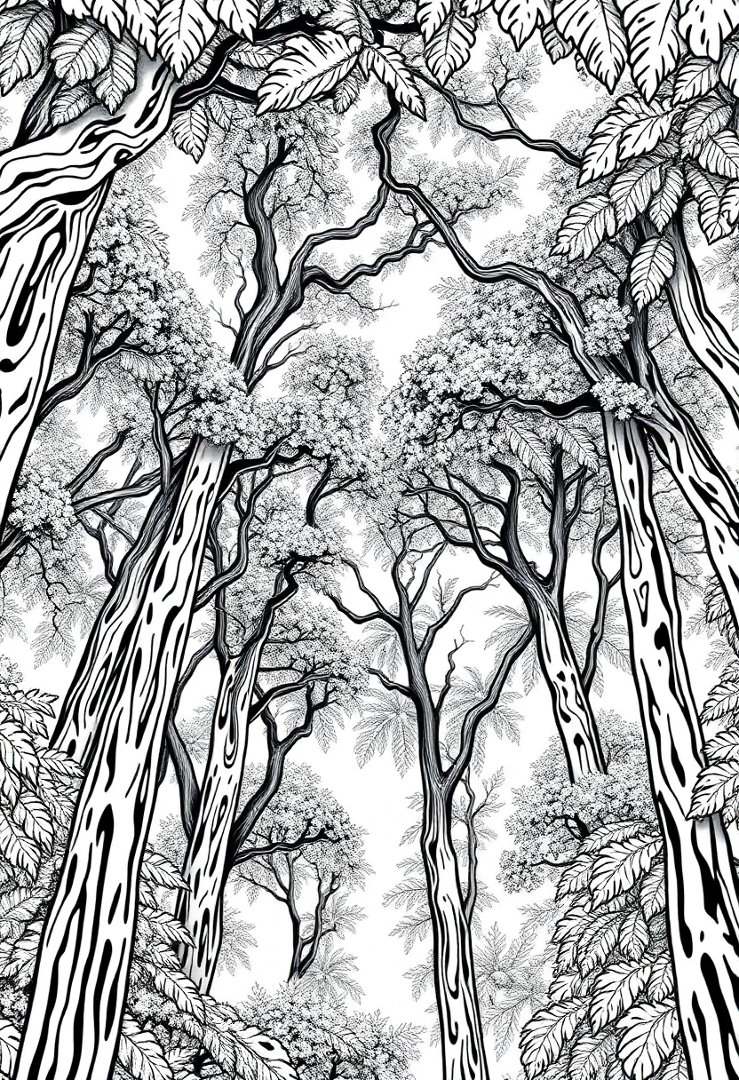 Intricate Forest Canopy coloring pages