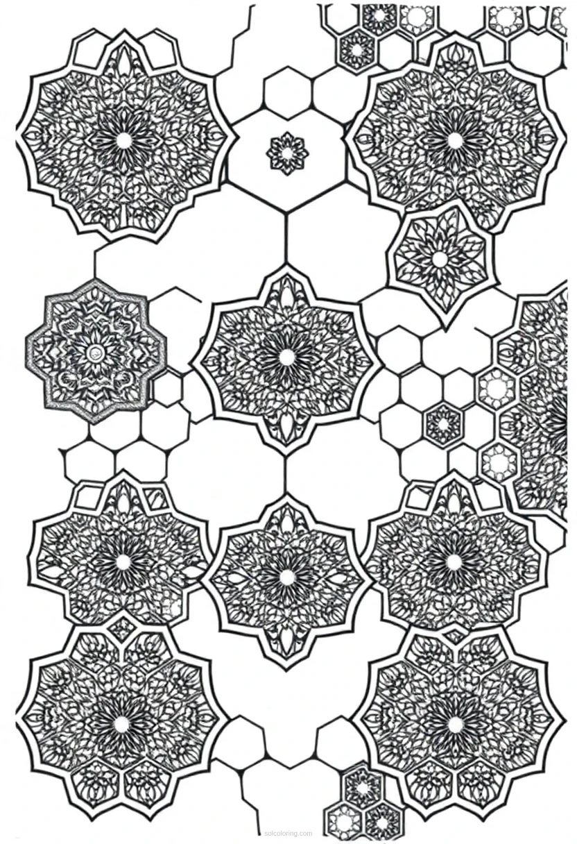 Intricate Honeycomb Patterns coloring page for kids