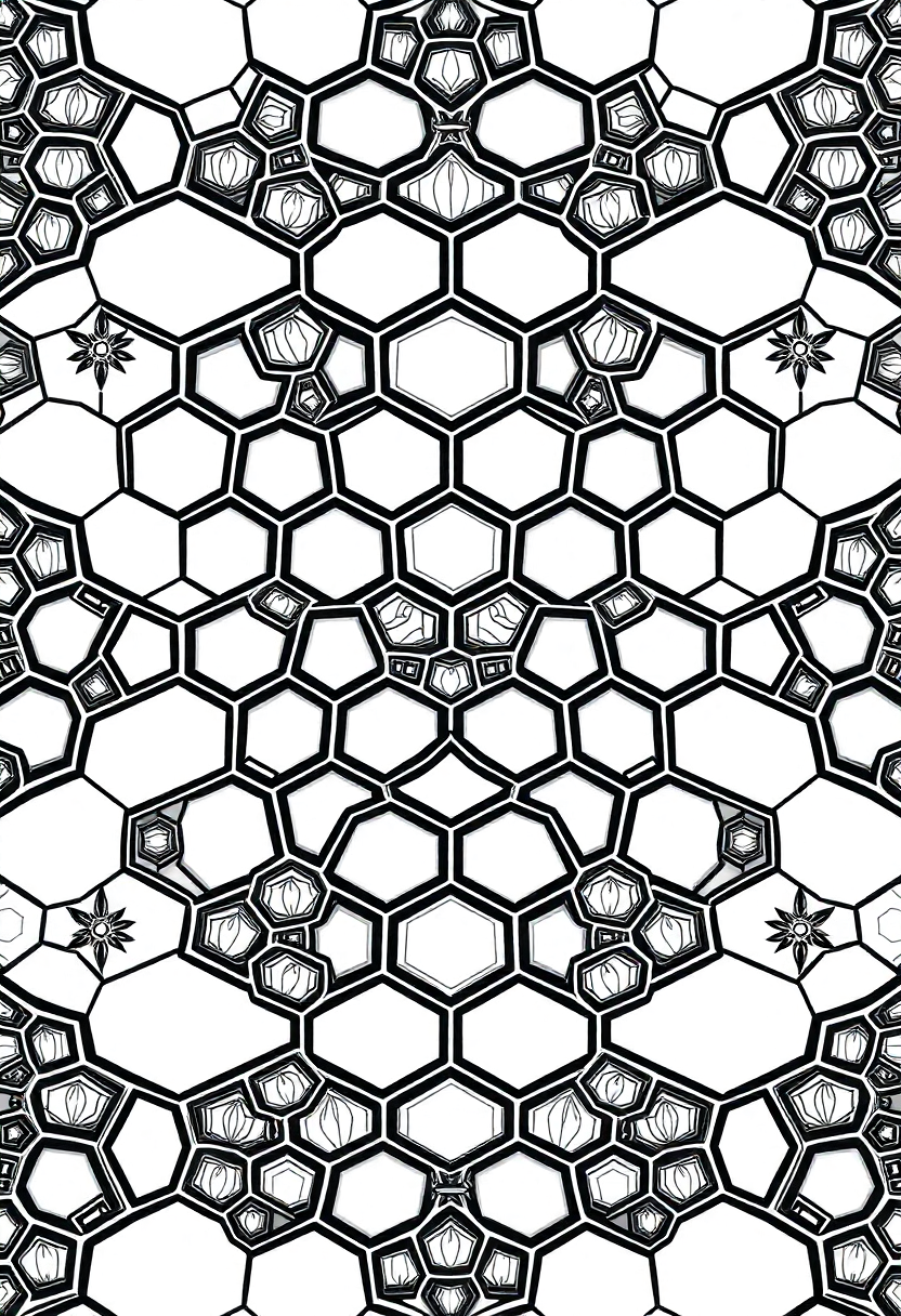 Intricate Honeycomb Patterns coloring page, free printable