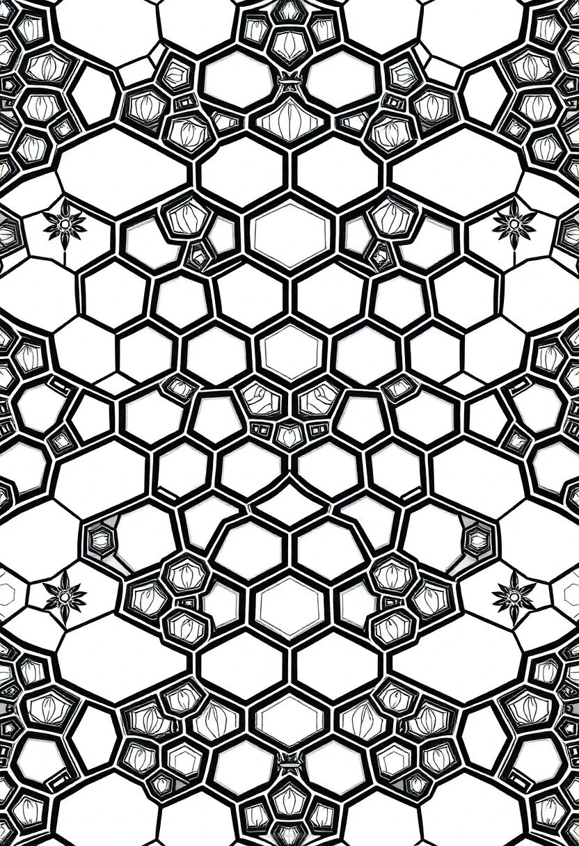 Intricate Honeycomb Patterns coloring page for kids