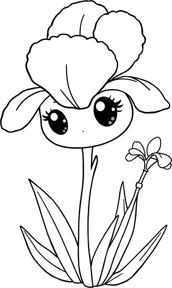 Iris Flowers in Bloom coloring page for kids