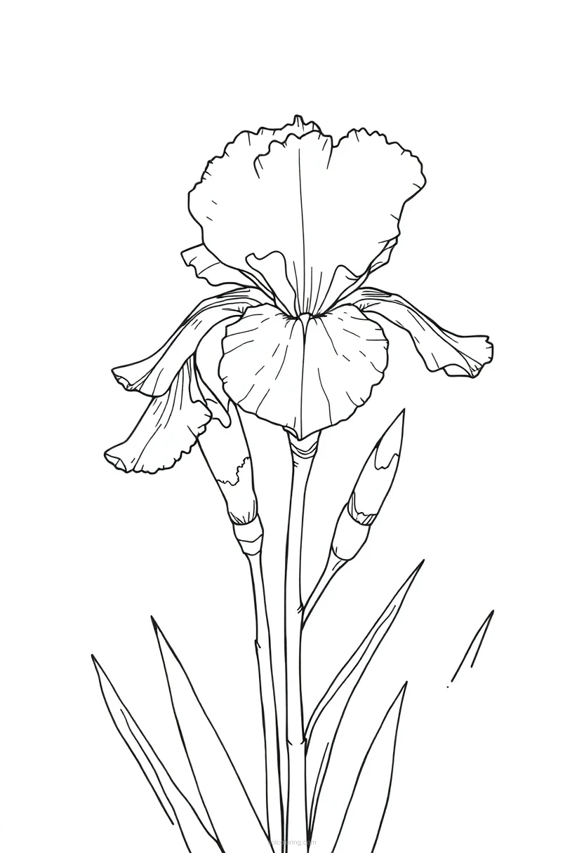 Iris Flowers in Bloom coloring page for kids