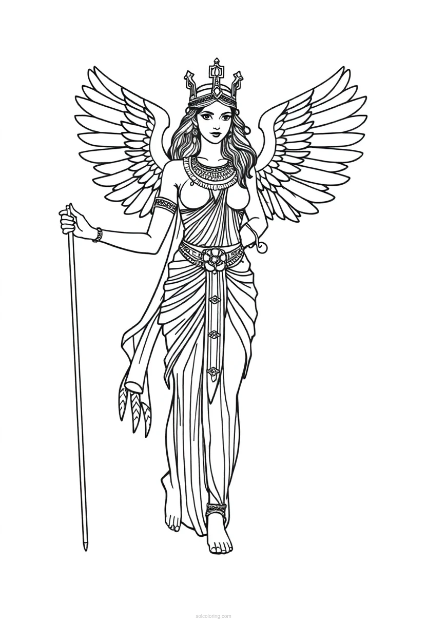 Isis Goddess with Wings coloring page for kids