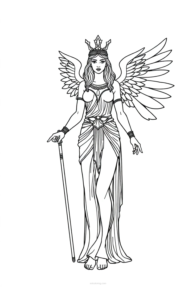 Isis Goddess with Wings coloring page for kids