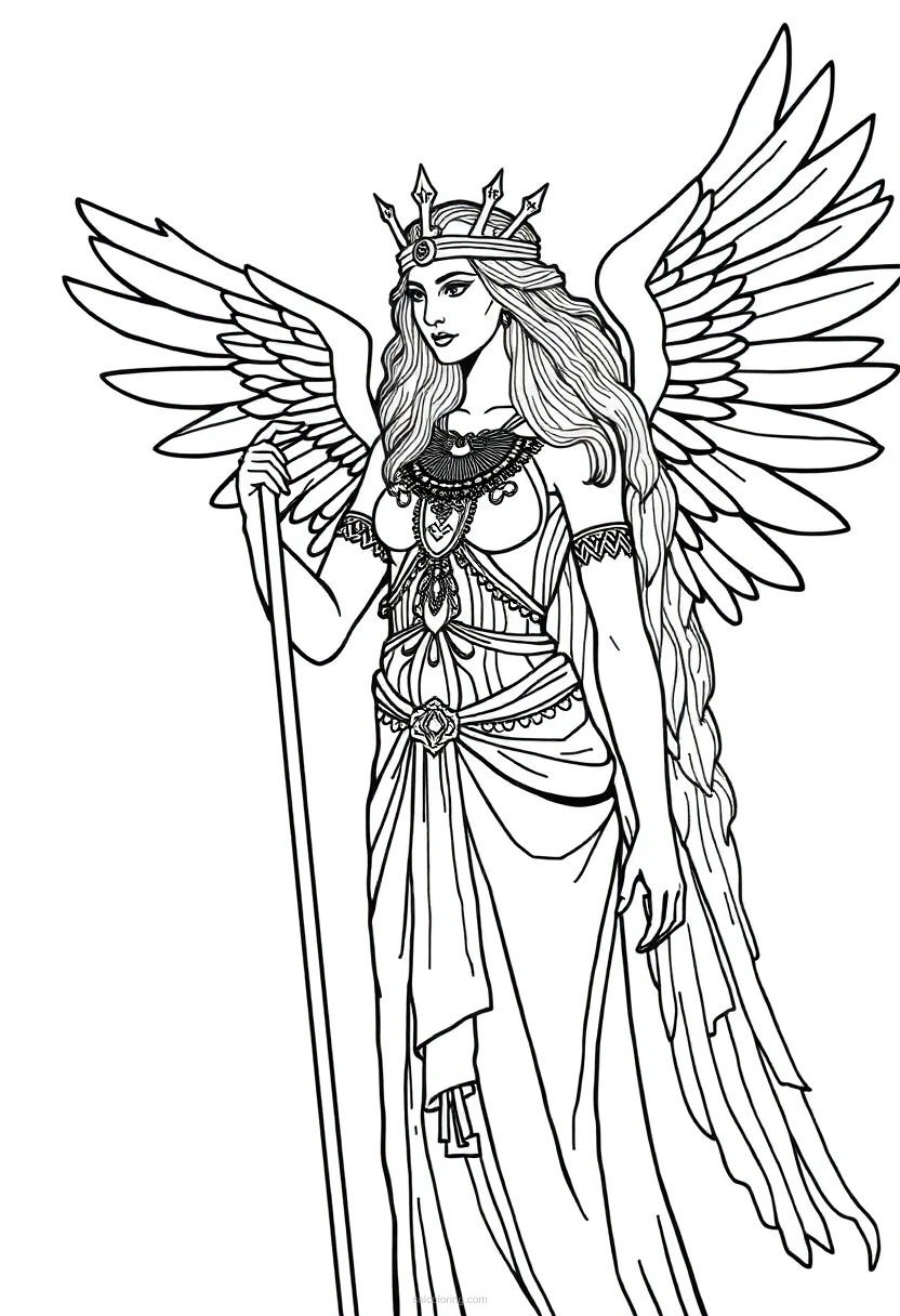 Isis Goddess with Wings coloring page for kids