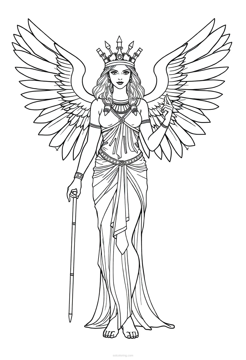 Isis Goddess with Wings coloring page for kids