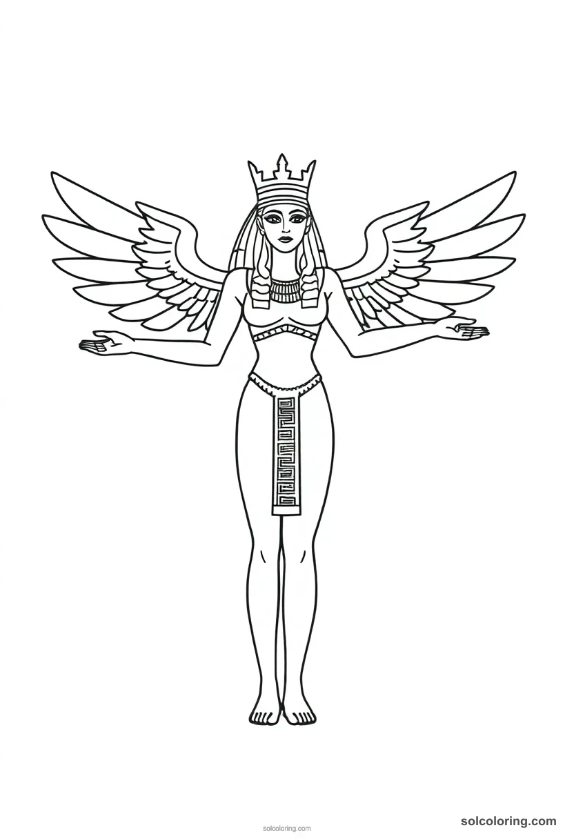 Simple Isis with Outstretched Wings simple coloring page for kids