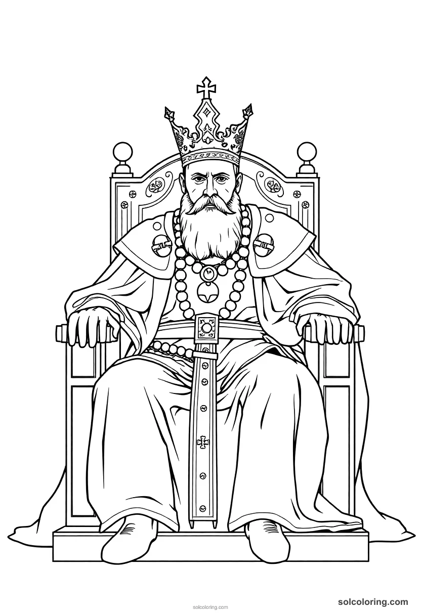 Ivan the Terrible Seated on the Throne coloring page for kids