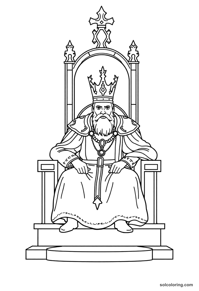 Simple Ivan the Terrible Seated on the Throne coloring page, free printable simple style