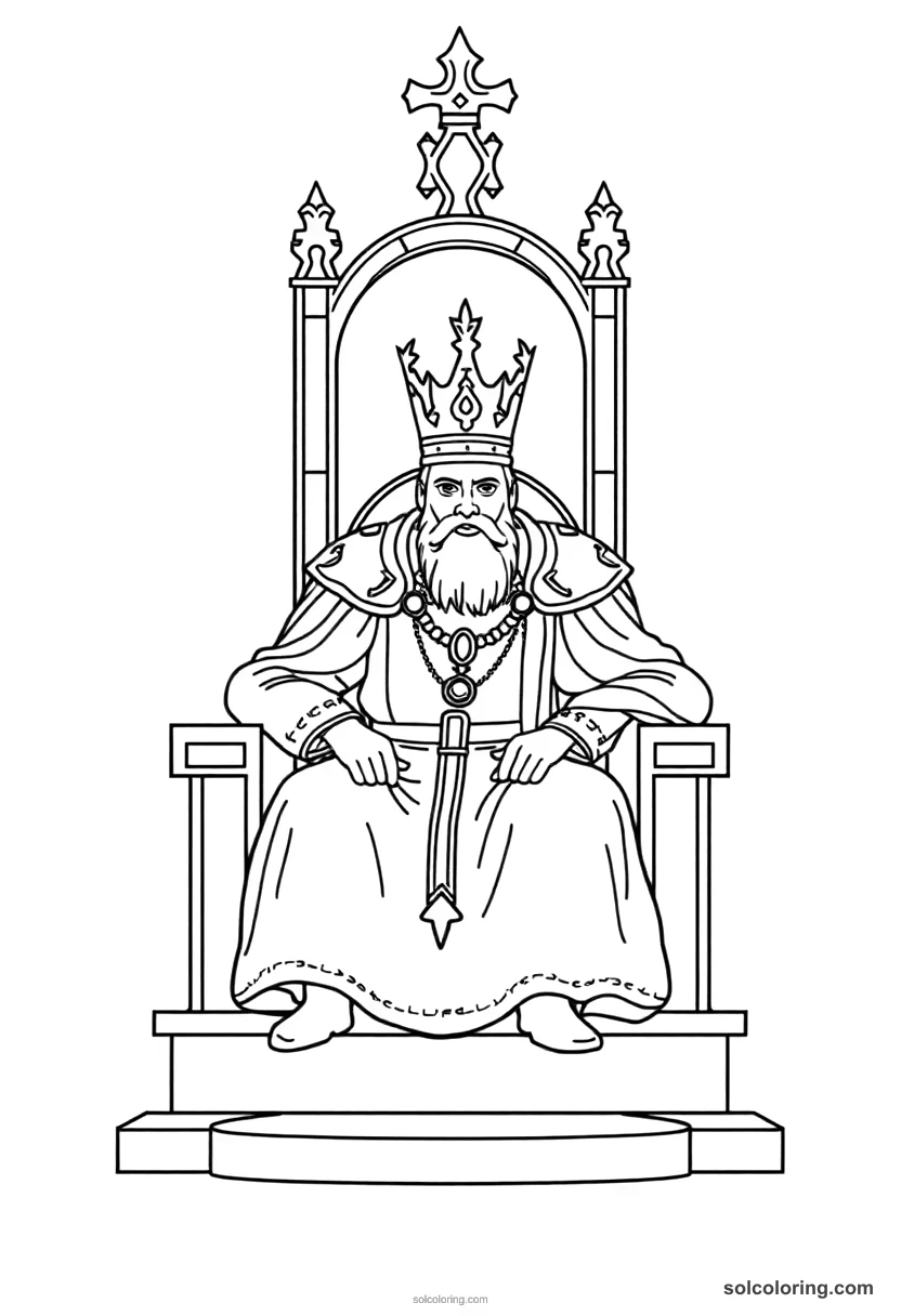 Ivan the Terrible Seated on the Throne simple coloring page for kids