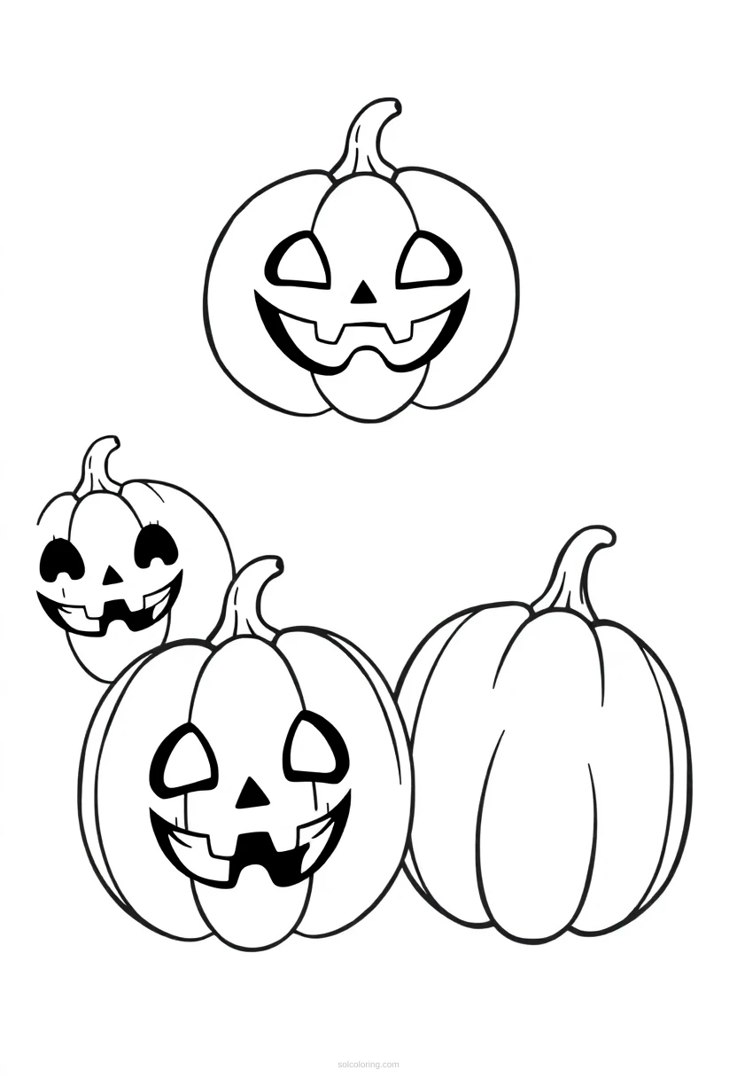 Jack-o'-Lantern Pumpkins coloring page for kids