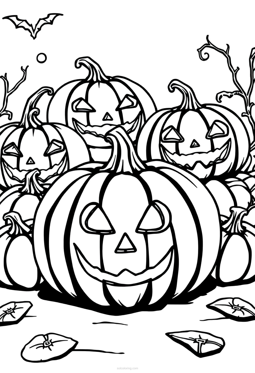 Jack-o'-Lantern Pumpkins coloring page for kids