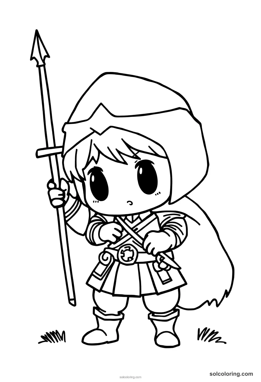 Chibi Jacobite Scottish Highland Battle chibi coloring page for kids