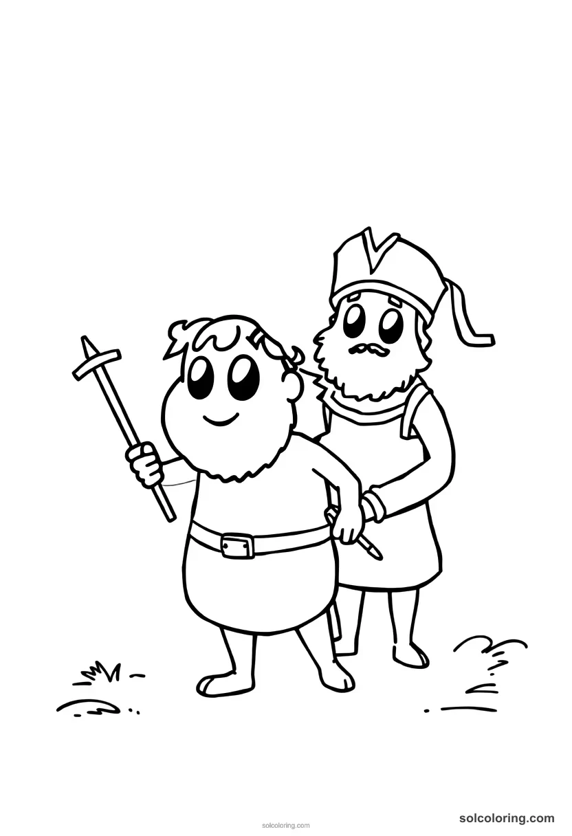 Cute Cartoon Jacobite Scottish Highland Battle cute cartoon coloring page for kids