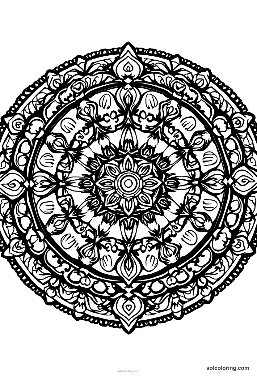 Mandala Jacobite Scottish Highland Battle mandala coloring page for kids
