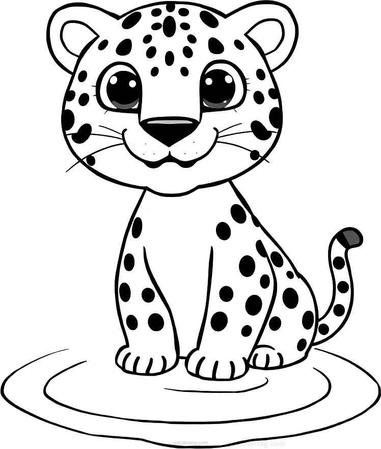 Jaguar By Water coloring page for kids