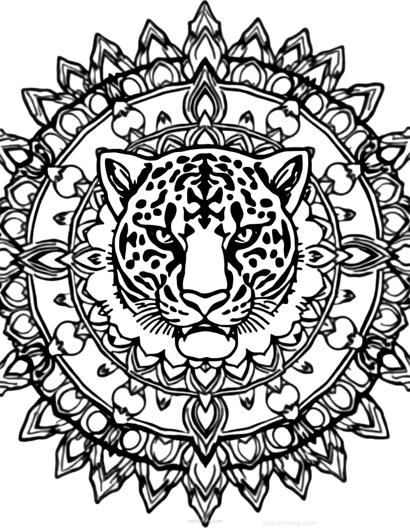 Jaguar By Water coloring page for kids