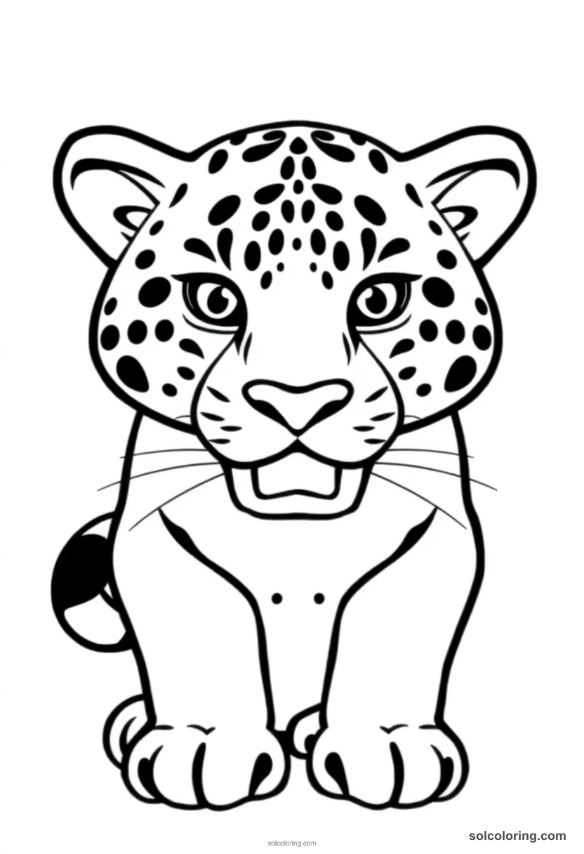 Jaguar simple coloring page for kids