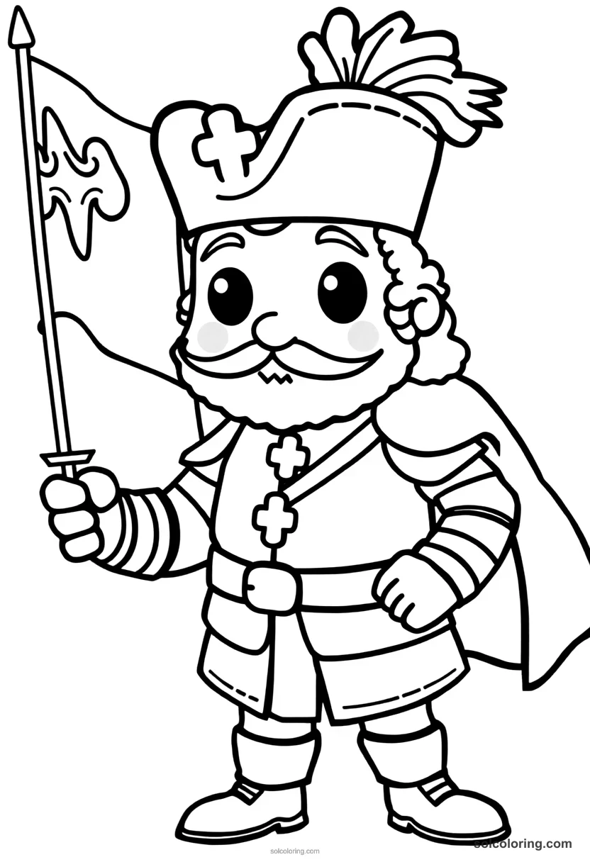 Cute Cartoon Jan III Sobieski at the Battle of Vienna cute cartoon coloring page for kids