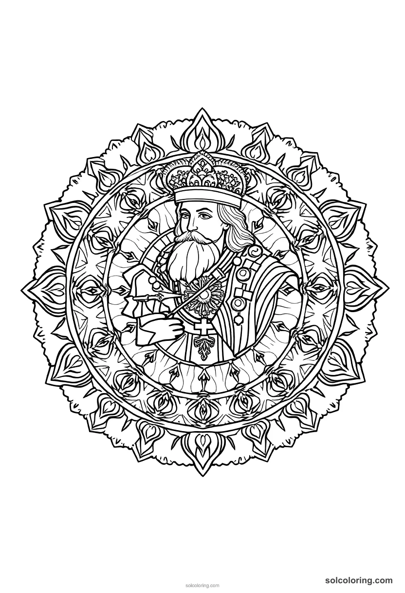 Mandala Jan III Sobieski at the Battle of Vienna mandala coloring page for kids