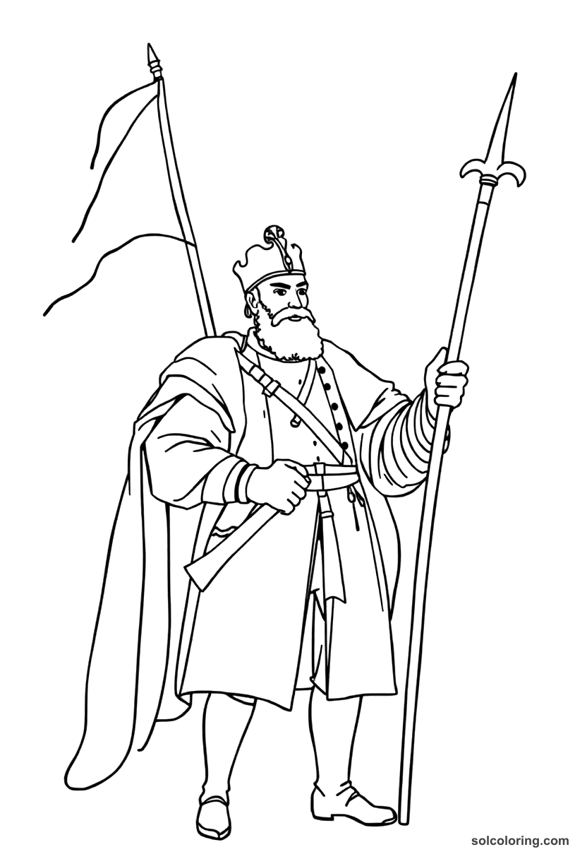Simple Jan III Sobieski at the Battle of Vienna coloring page, free printable simple style