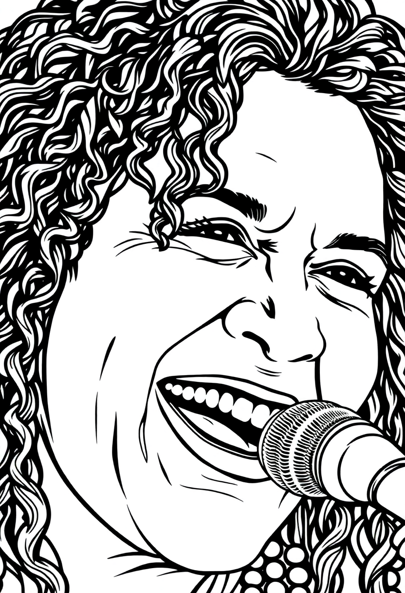 Janis Joplin Portrait coloring page, free printable