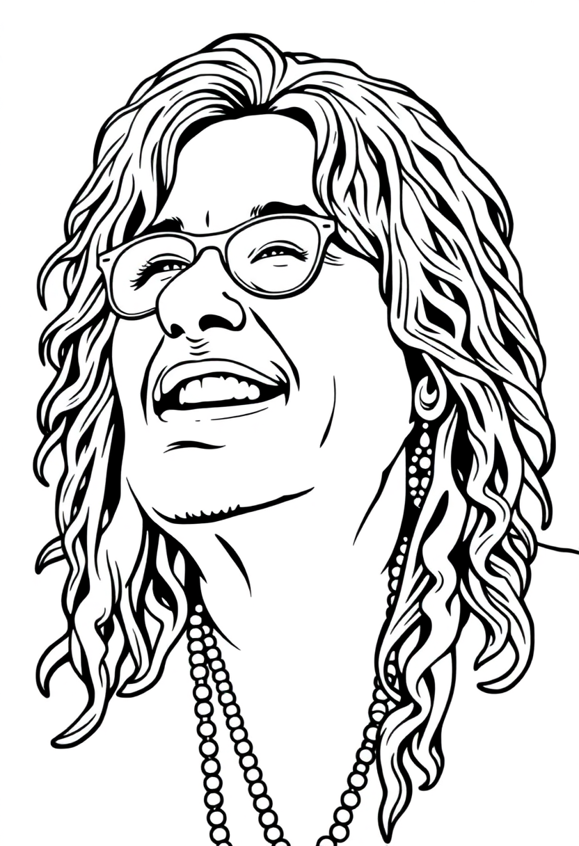 Janis Joplin Portrait coloring page, free printable
